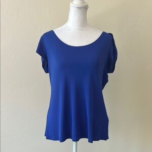 Eileen Fisher Blue Relaxed Stretch Silk Jersey Cap Sleeve T-Shirt